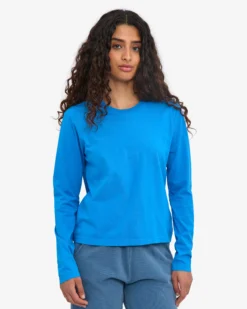 Women Organic LS T-Shirt - Pacific Blue