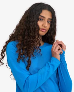 Women Organic LS T-Shirt - Pacific Blue