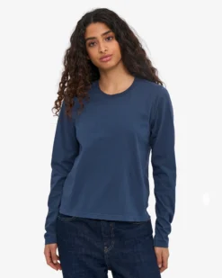 Women Organic LS T-Shirt - Petrol Blue
