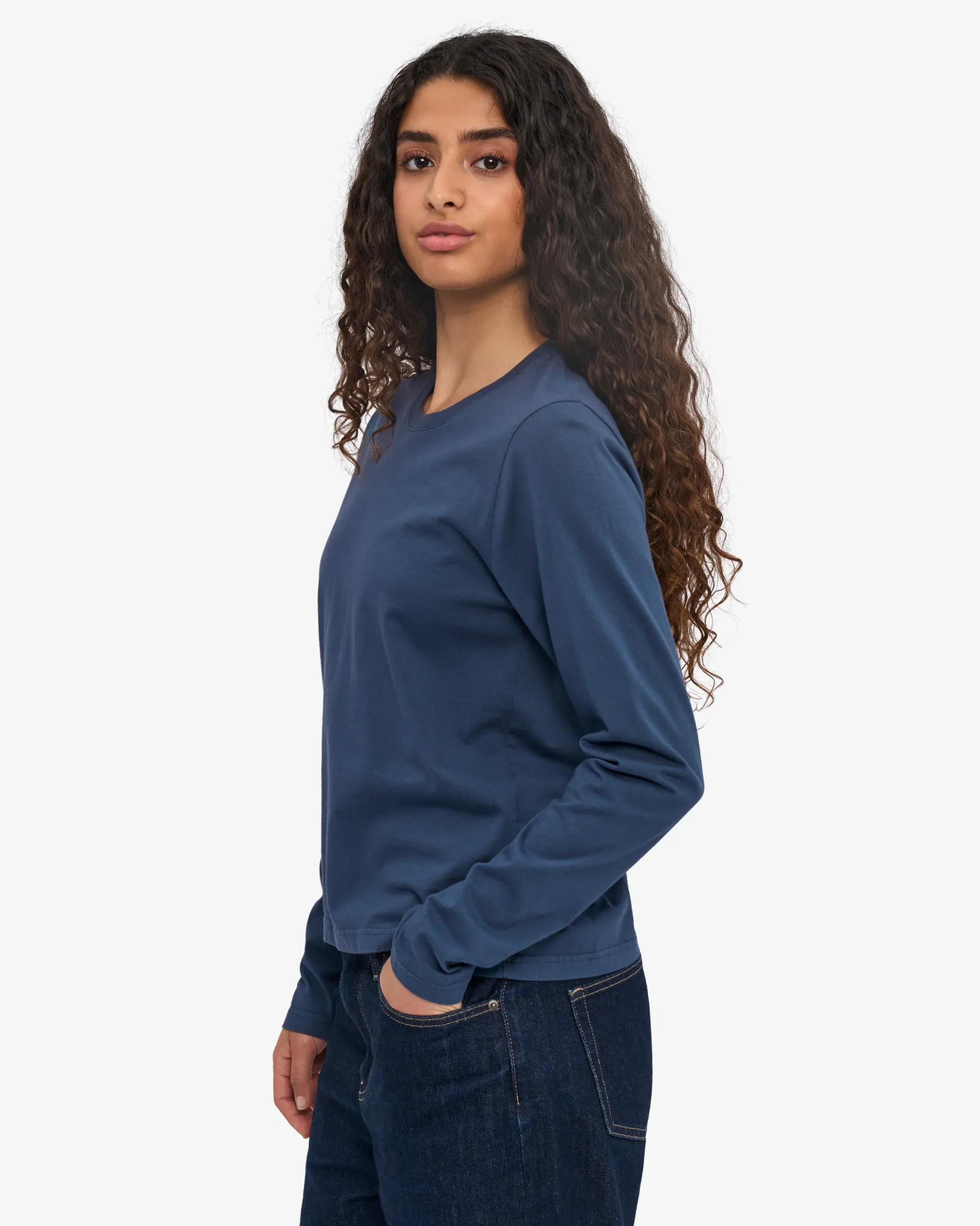 Women Organic LS T-Shirt - Petrol Blue
