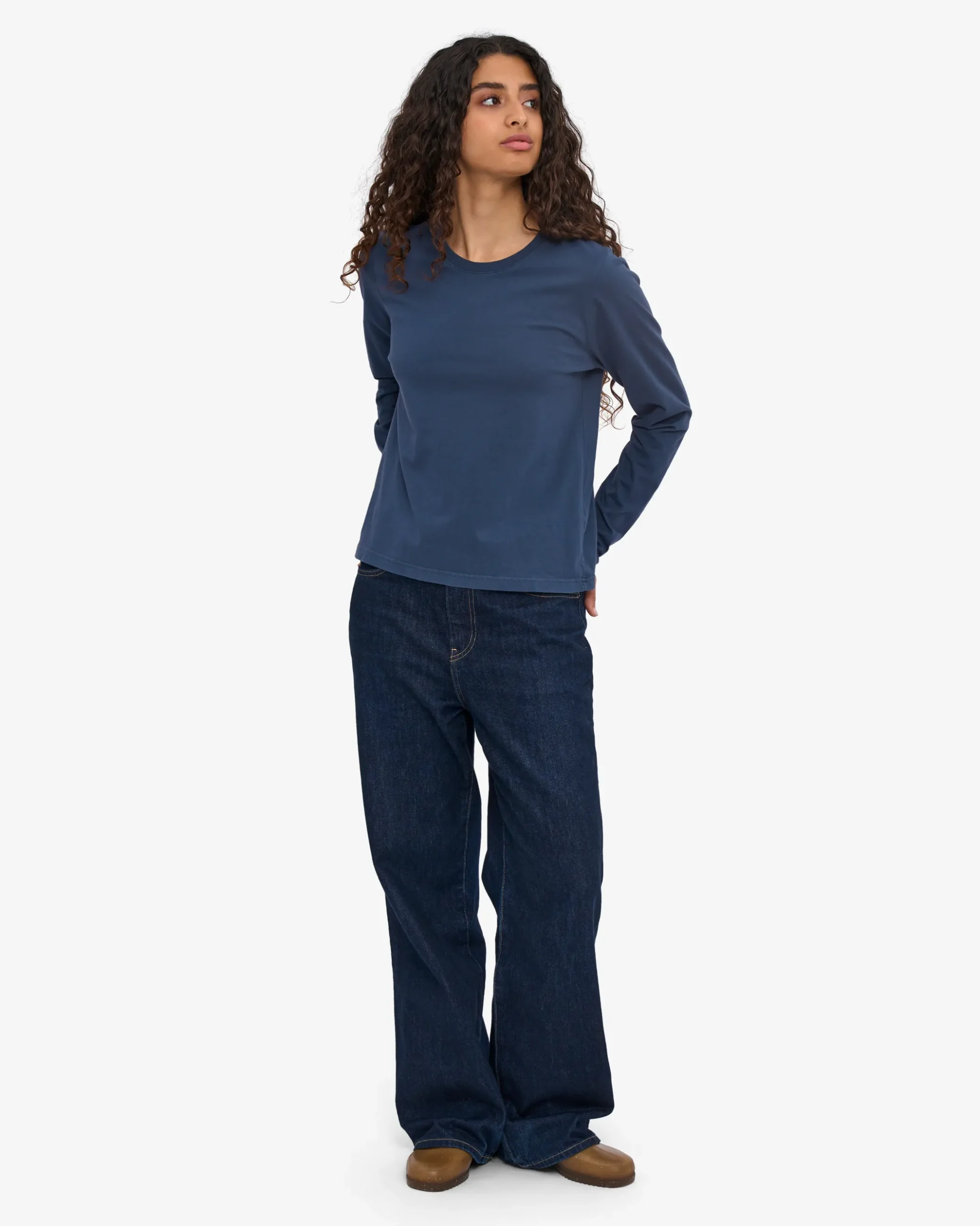 Women Organic LS T-Shirt - Petrol Blue