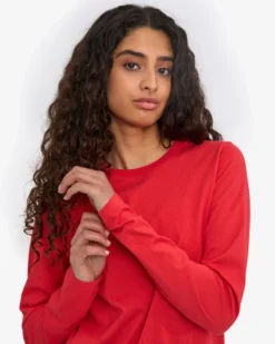 Women Organic LS T-Shirt - Red Tangerine
