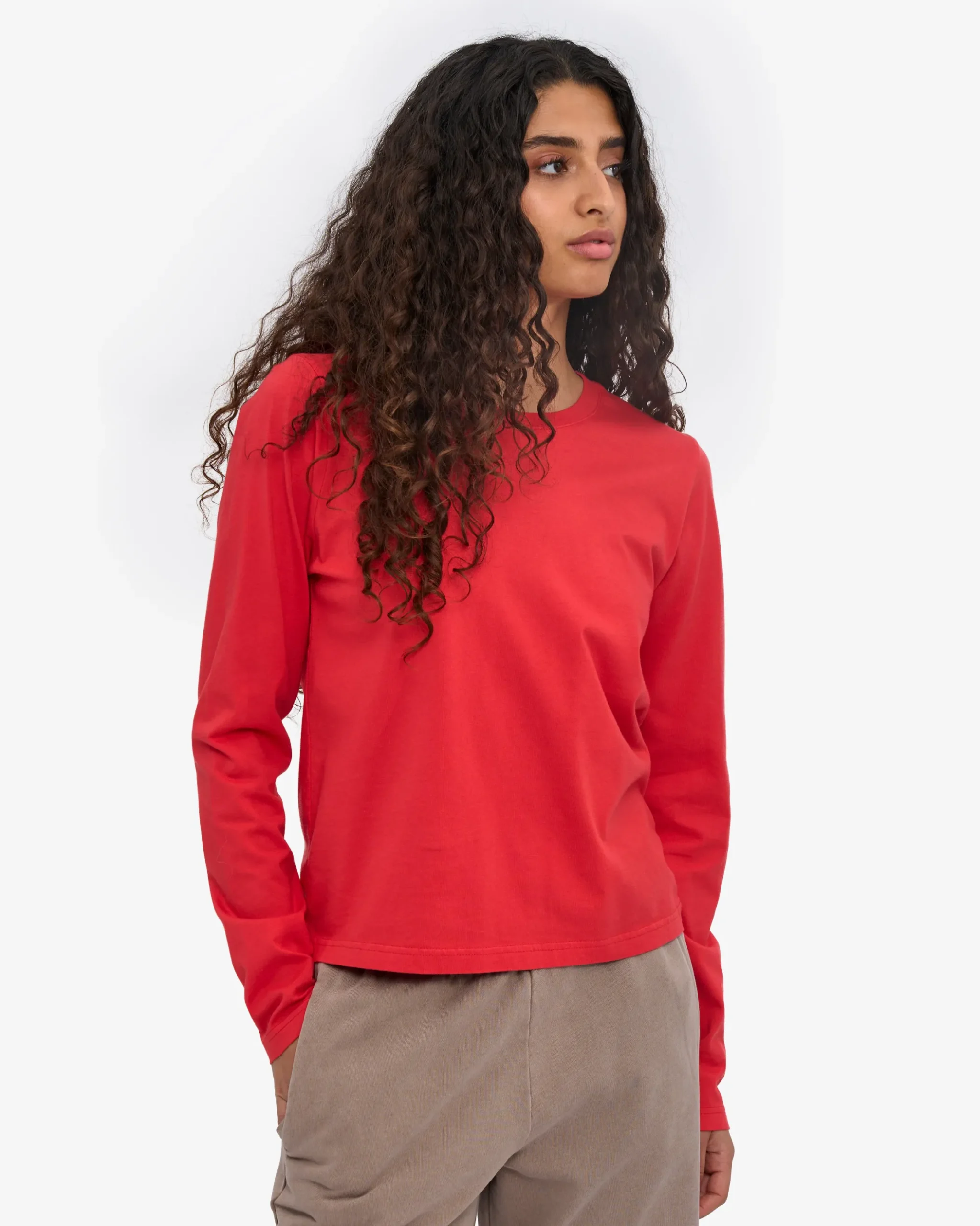 Women Organic LS T-Shirt - Red Tangerine