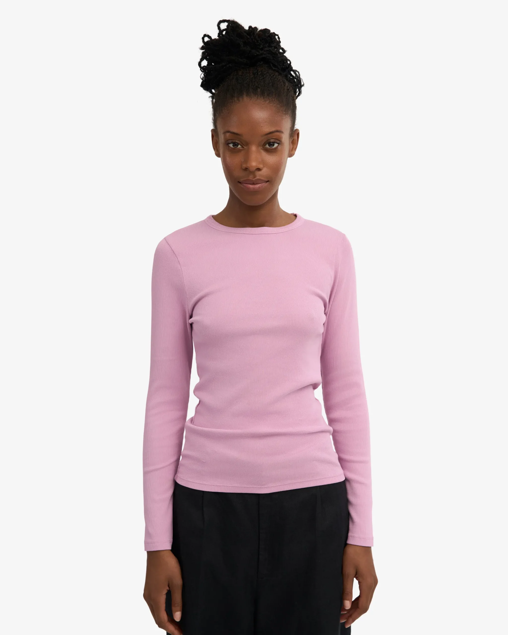 Women Organic Rib LS T-Shirt - Cherry Blossom