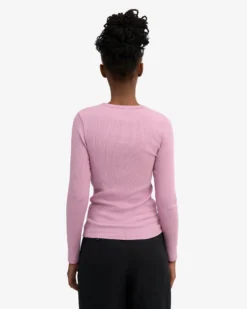 Women Organic Rib LS T-Shirt - Cherry Blossom
