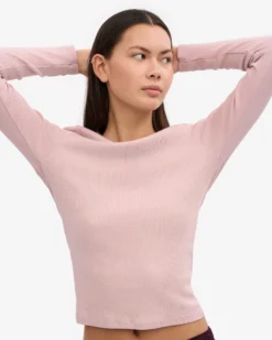 Women Organic Rib LS T-Shirt - Faded Pink