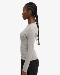 Women Organic Rib LS T-Shirt - Heather Grey