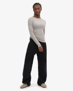Women Organic Rib LS T-Shirt - Heather Grey