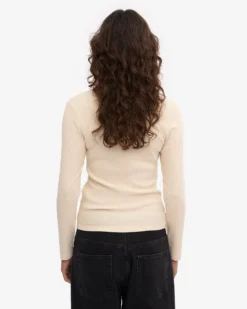 Women Organic Rib LS T-Shirt - Ivory White