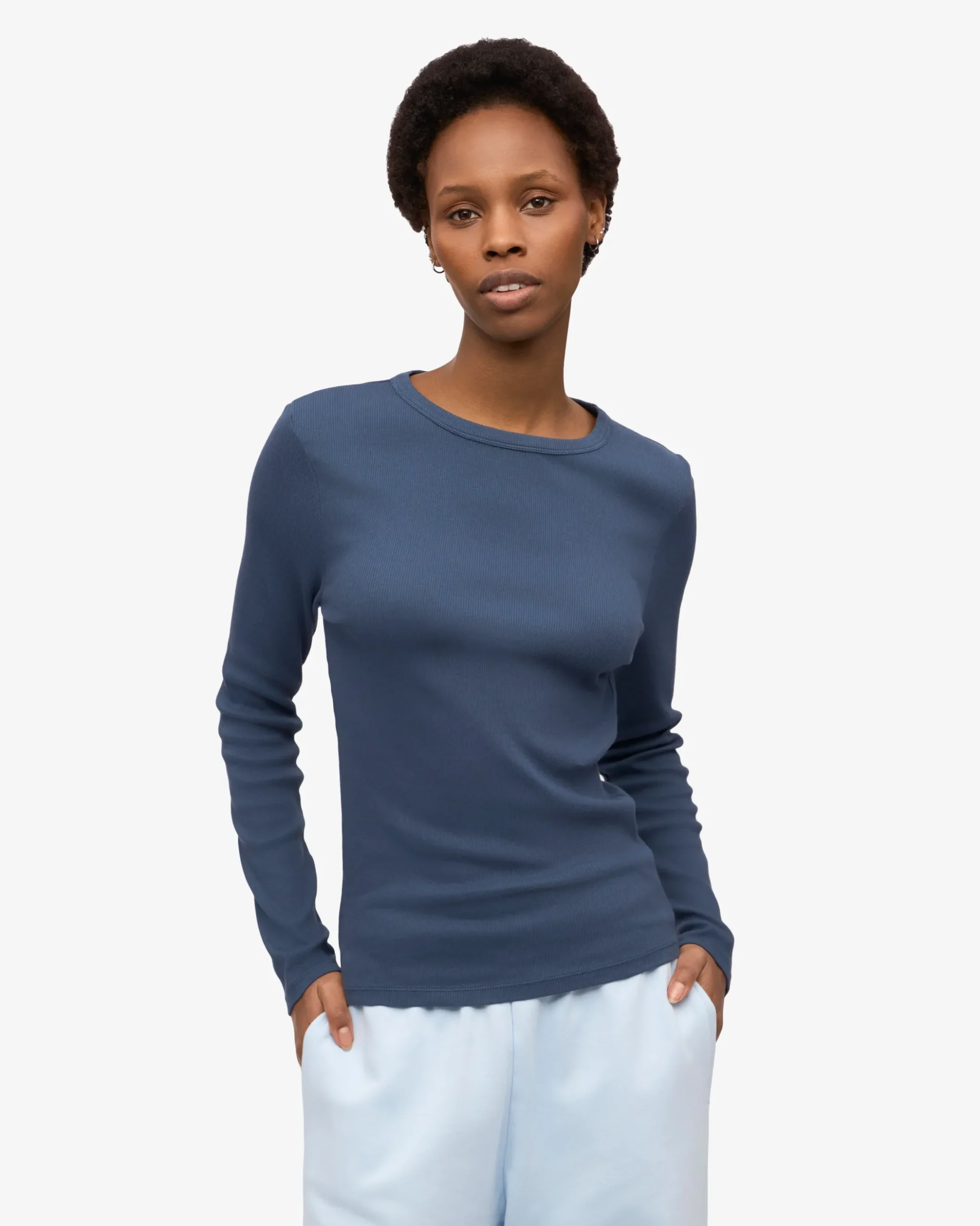 Women Organic Rib LS T-Shirt - Lava Grey