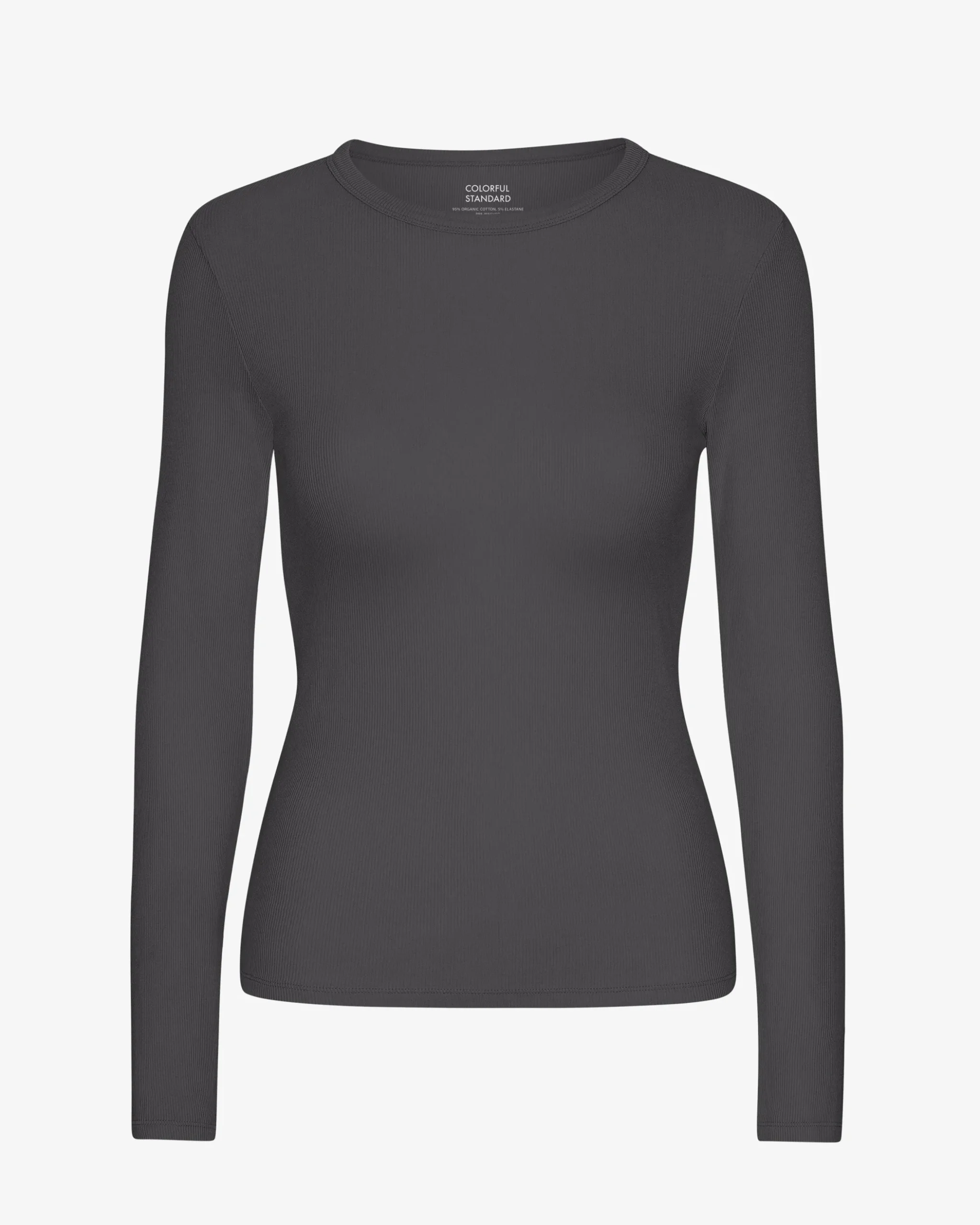 Women Organic Rib LS T-Shirt - Lava Grey