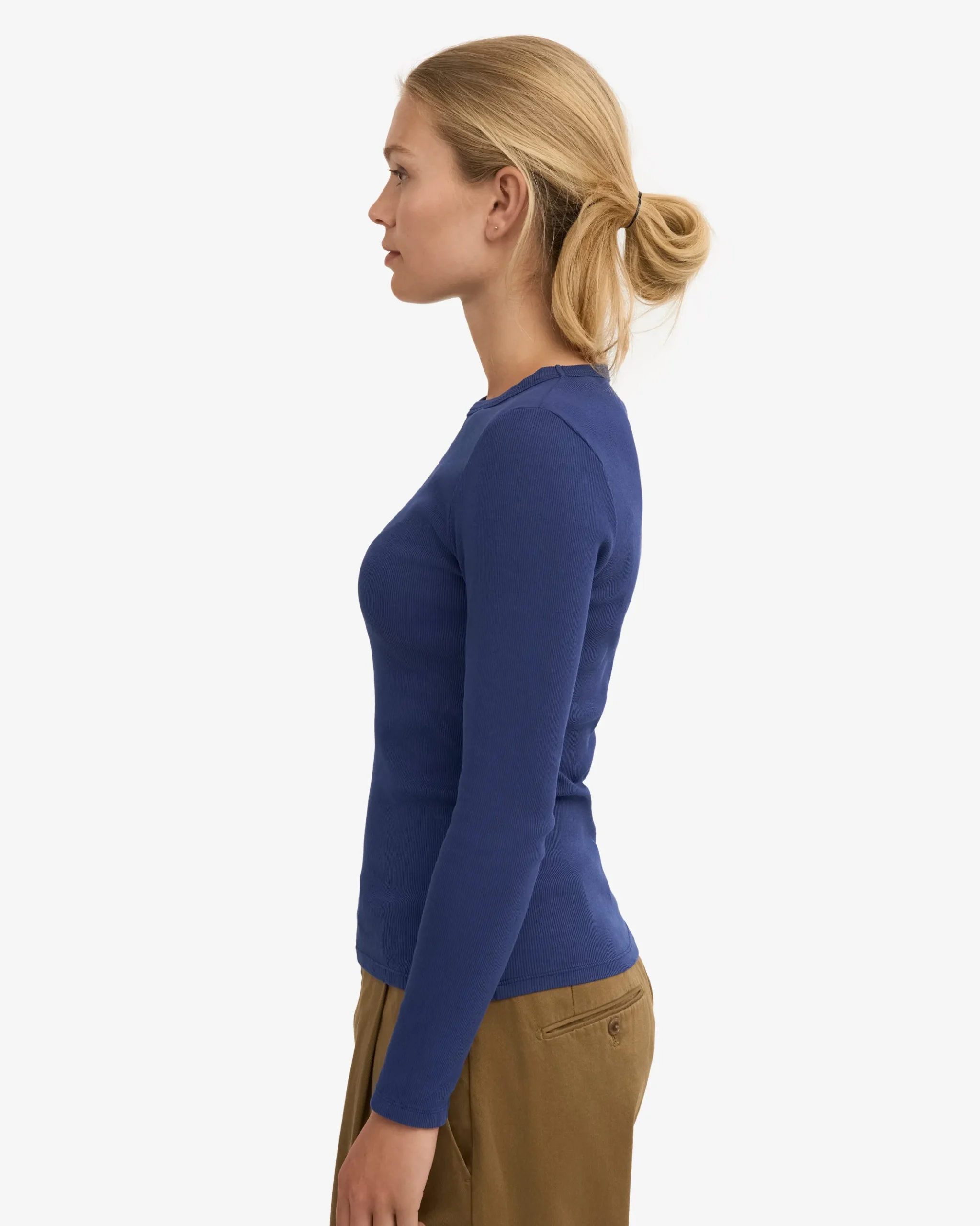 Women Organic Rib LS T-Shirt - Marine Blue