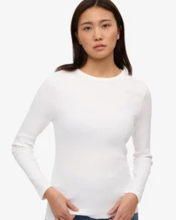 Women Organic Rib LS T-Shirt - Optical White