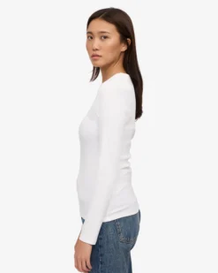 Women Organic Rib LS T-Shirt - Optical White