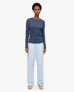 Women Organic Rib LS T-Shirt - Petrol Blue