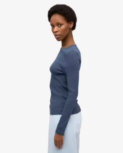Women Organic Rib LS T-Shirt - Petrol Blue