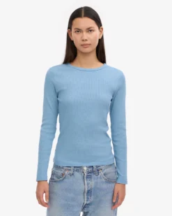 Women Organic Rib LS T-Shirt - Seaside Blue