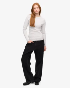 Women Organic Rib LS T-Shirt - Snow Melange
