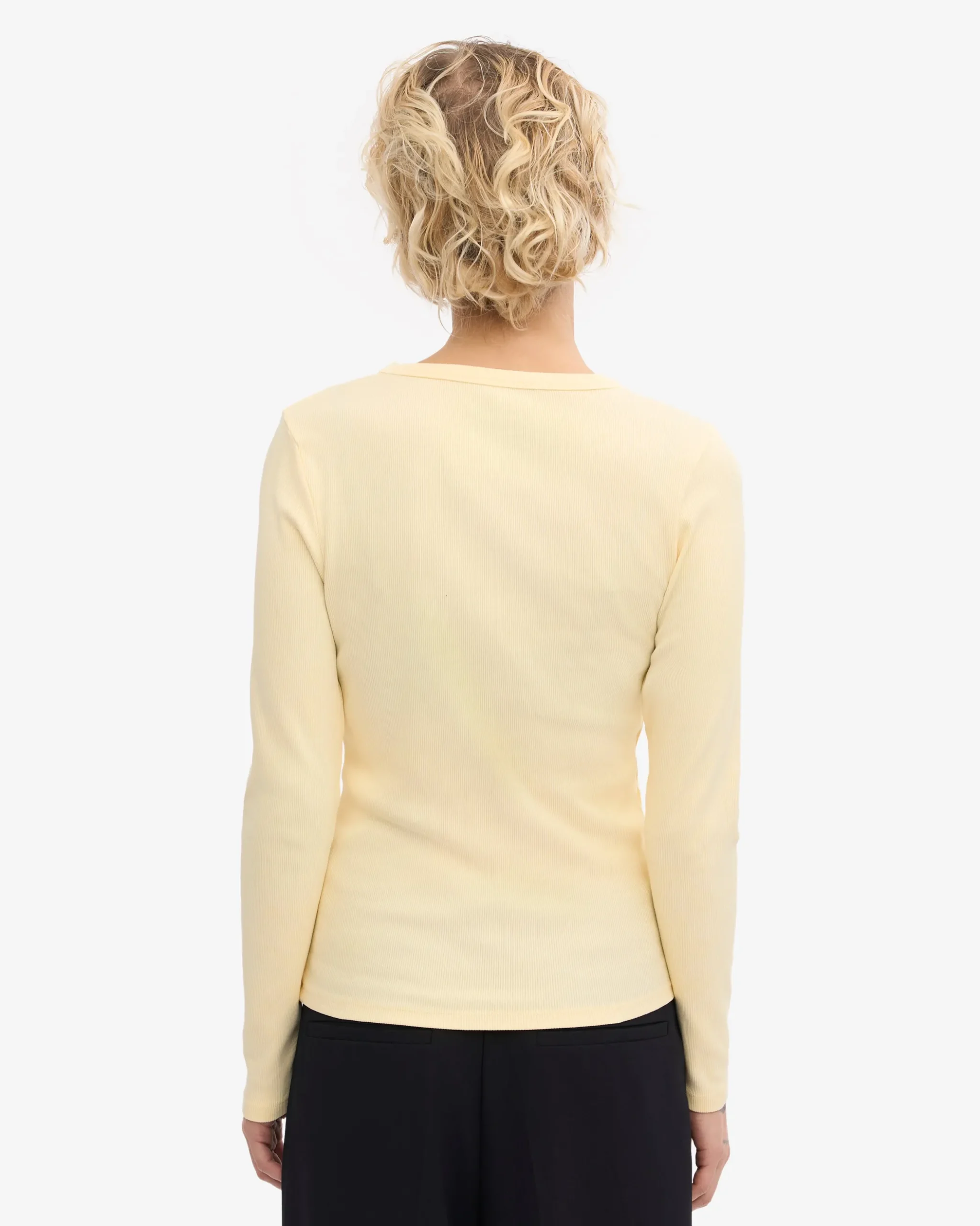 Women Organic Rib LS T-Shirt - Soft Yellow
