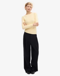 Women Organic Rib LS T-Shirt - Soft Yellow