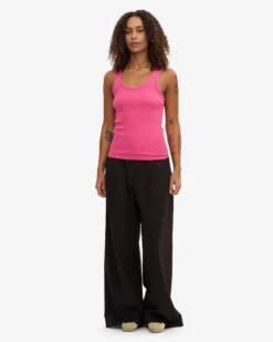 Women Organic Rib Tank Top - Bubblegum Pink