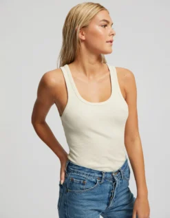 Women Organic Rib Tank Top - Coffee Brown