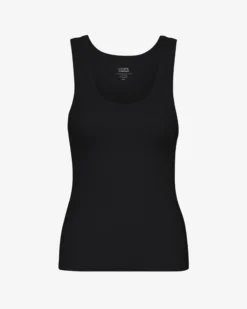 Women Organic Rib Tank Top - Deep Black