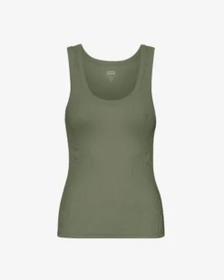 Women Organic Rib Tank Top - Dusty Olive