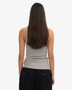 Women Organic Rib Tank Top - Heather Grey