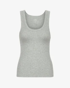 Women Organic Rib Tank Top - Heather Grey