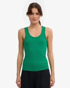 Women Organic Rib Tank Top - Kelly Green