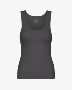Women Organic Rib Tank Top - Lava Grey
