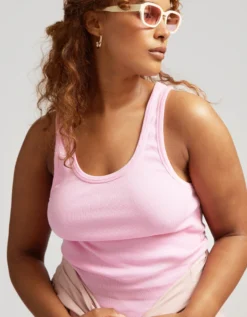 Women Organic Rib Tank Top - Lava Grey