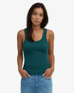 Women Organic Rib Tank Top - Ocean Green