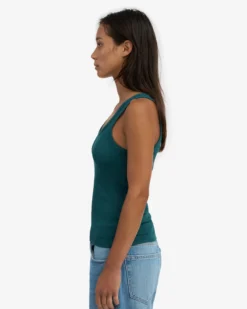 Women Organic Rib Tank Top - Ocean Green