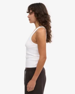 Women Organic Rib Tank Top - Optical White