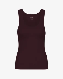 Women Organic Rib Tank Top - Oxblood Red