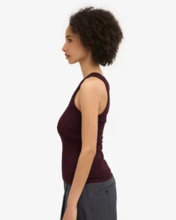 Women Organic Rib Tank Top - Oxblood Red
