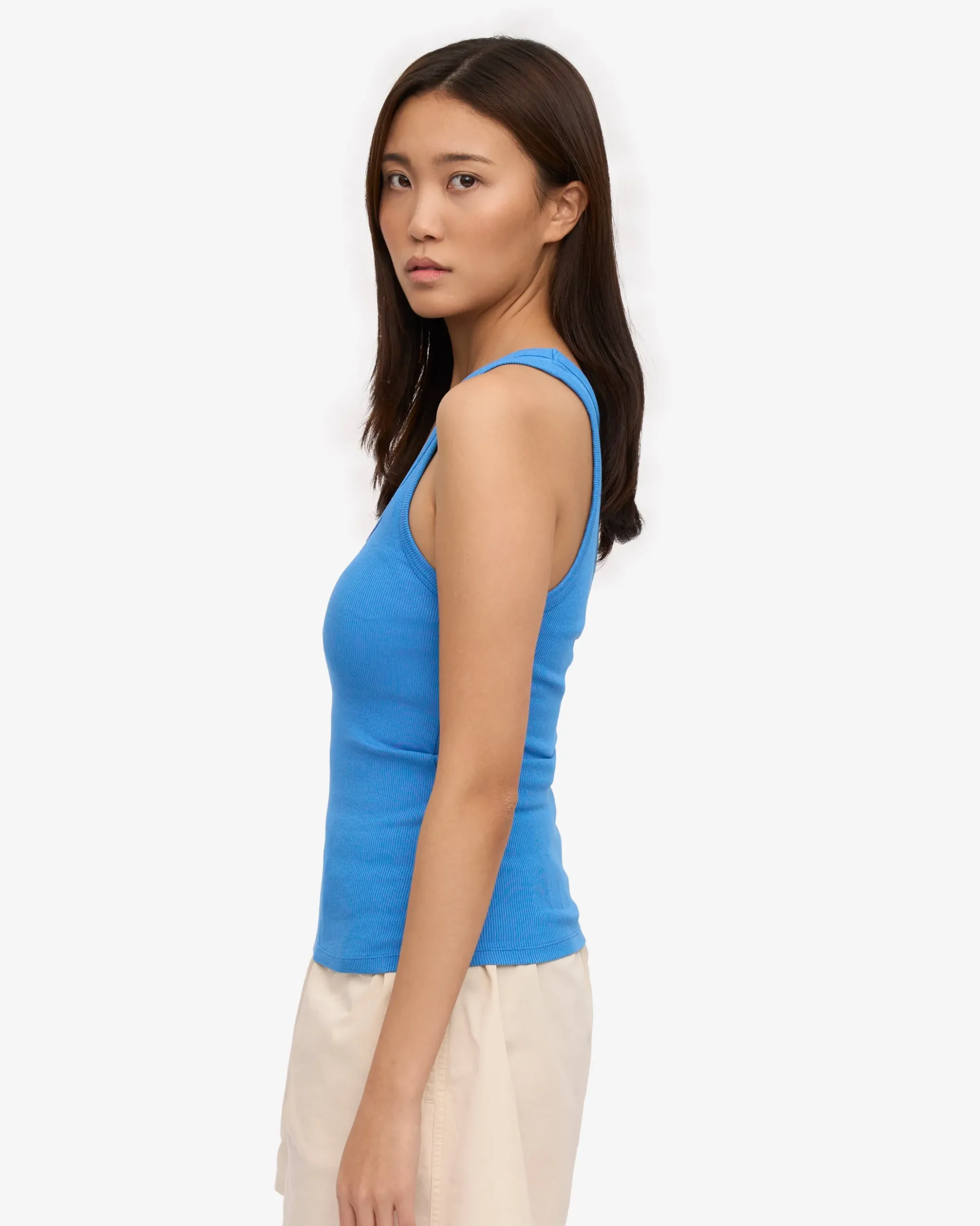 Women Organic Rib Tank Top - Pacific Blue