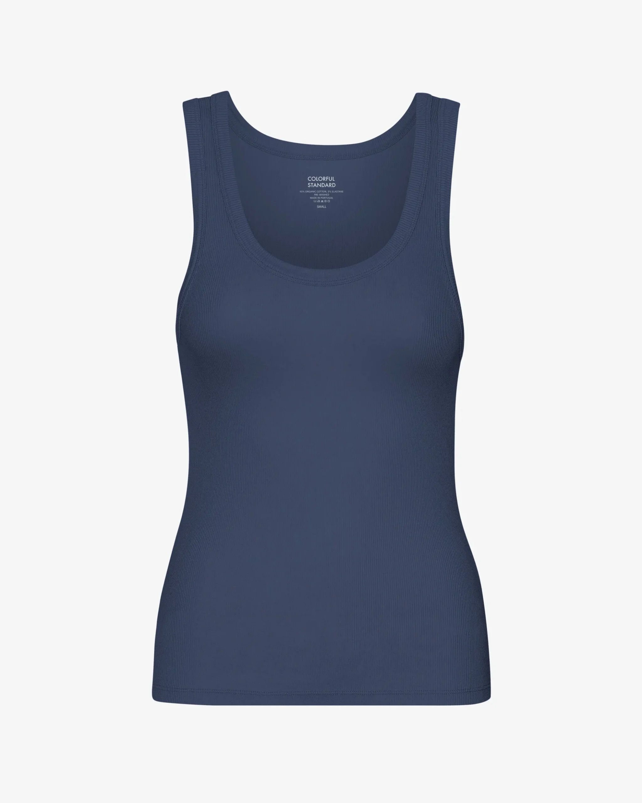 Women Organic Rib Tank Top - Petrol Blue
