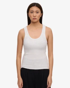 Women Organic Rib Tank Top - Snow Melange