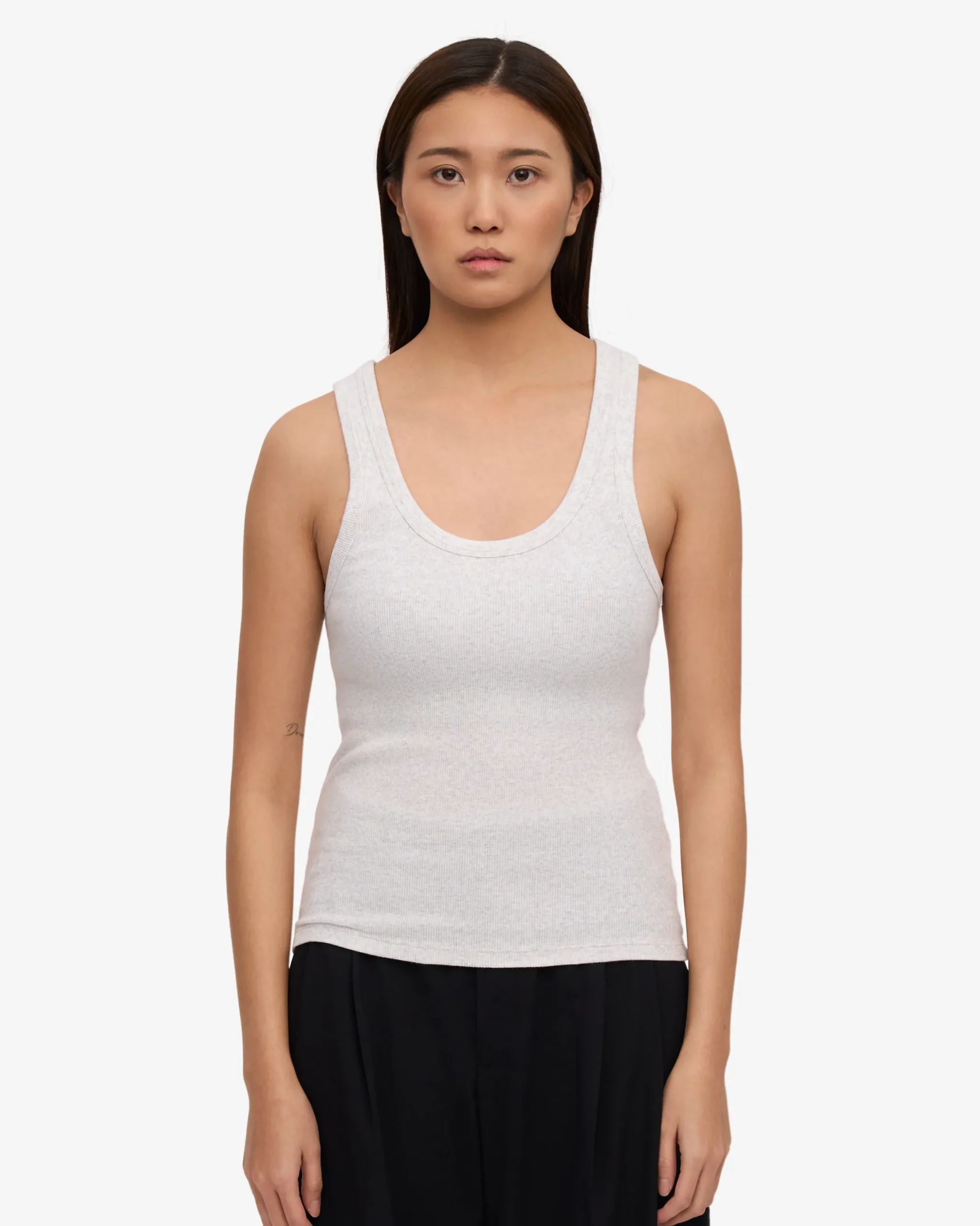 Women Organic Rib Tank Top - Snow Melange