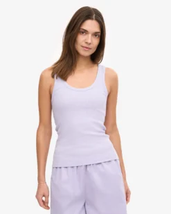 Women Organic Rib Tank Top - Soft Lavender