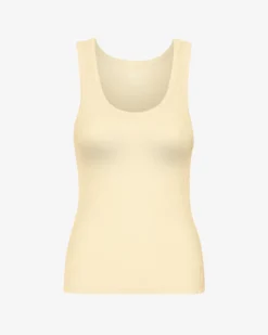 Women Organic Rib Tank Top - Soft Yellow