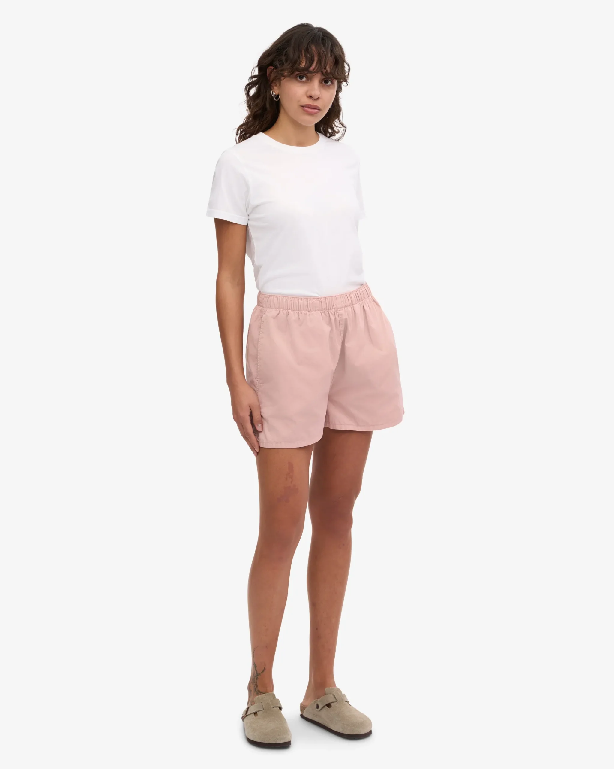 Women Organic Twill Shorts - Faded Pink