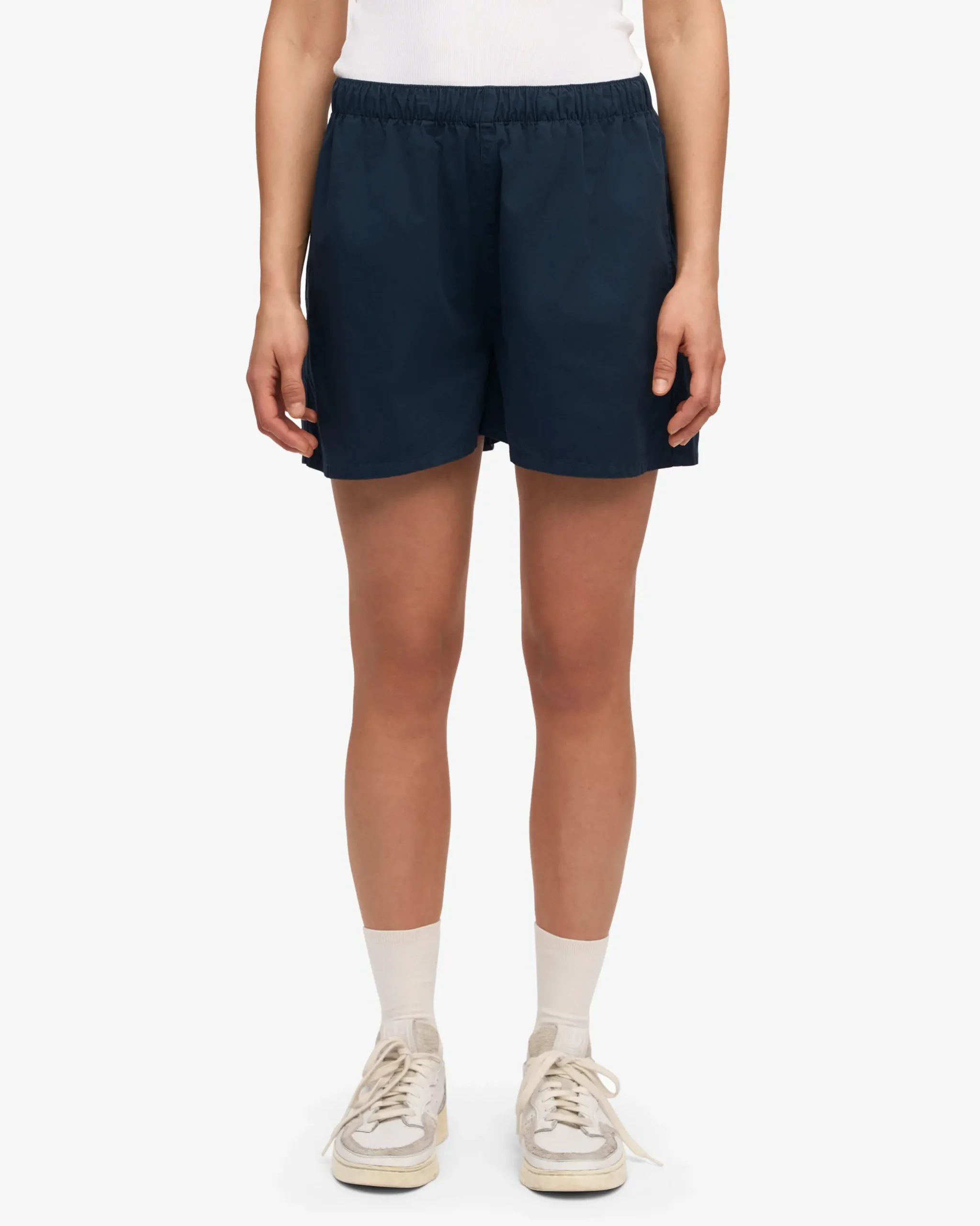 Women Organic Twill Shorts - Navy Blue & Optical White (2-Pack)