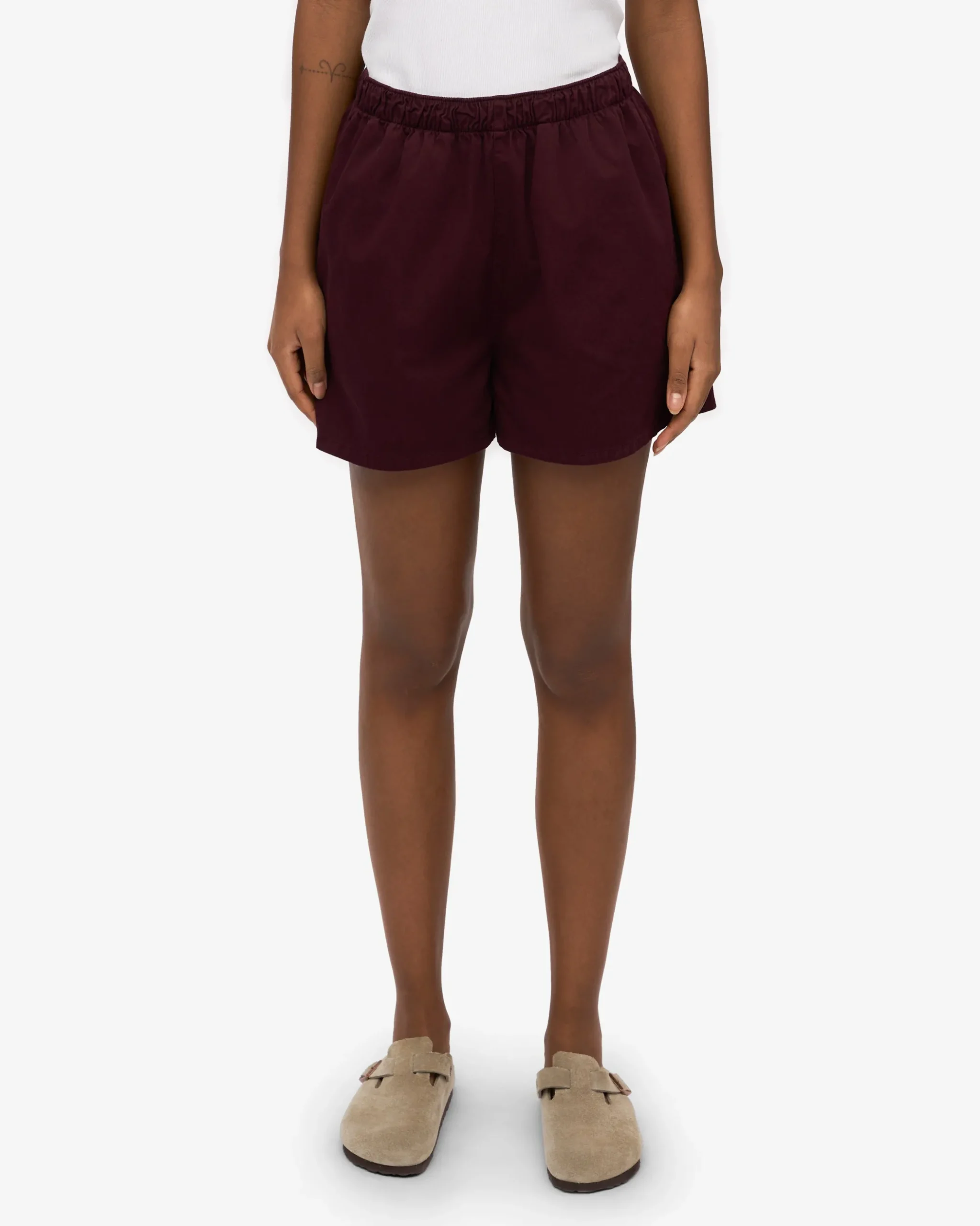 Women Organic Twill Shorts - Oxblood Red