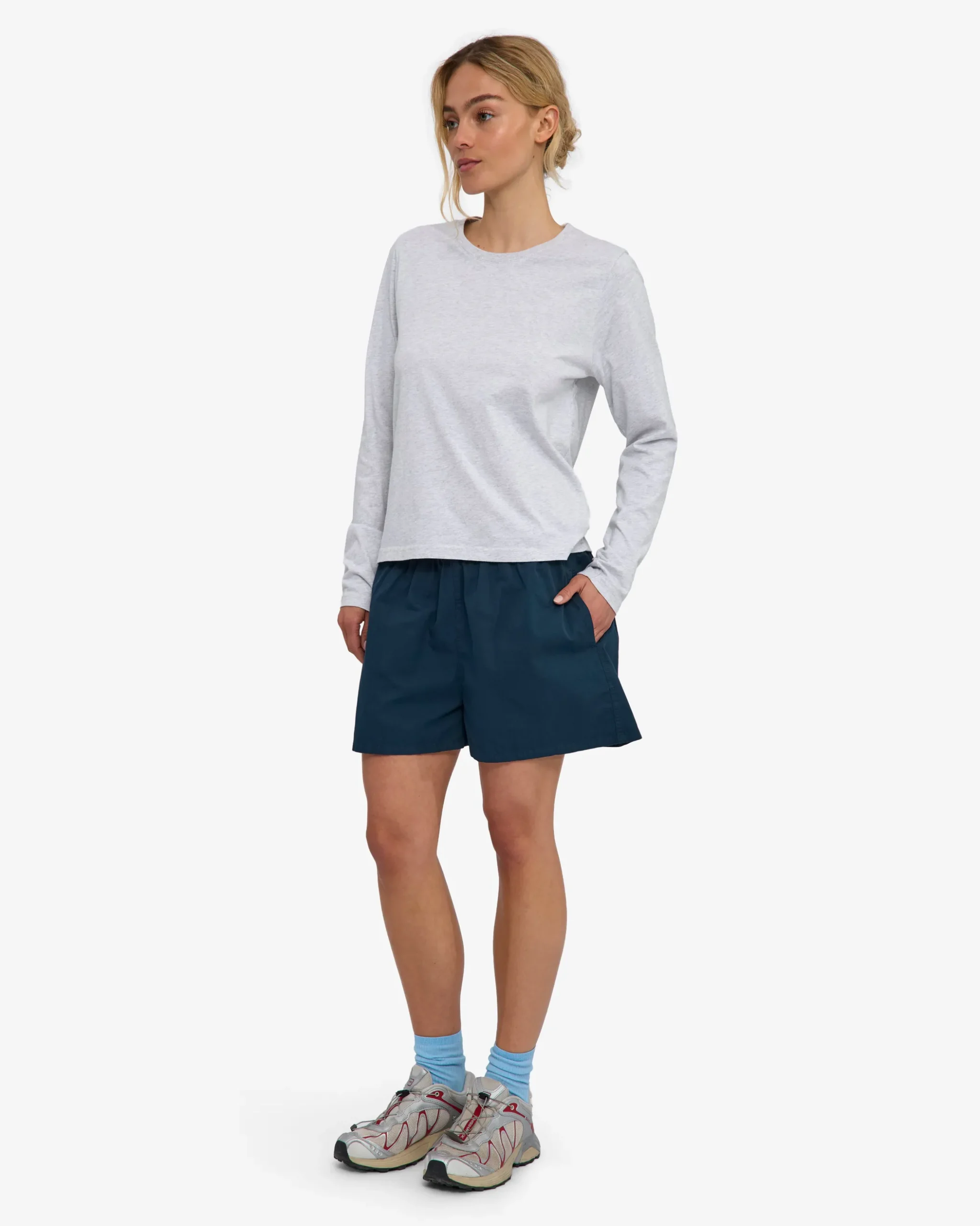 Women Organic Twill Shorts - Petrol Blue
