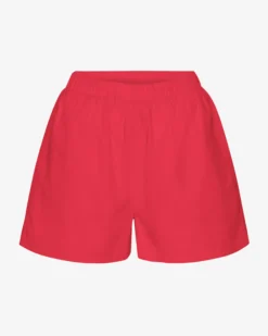 Women Organic Twill Shorts - Red Tangerine