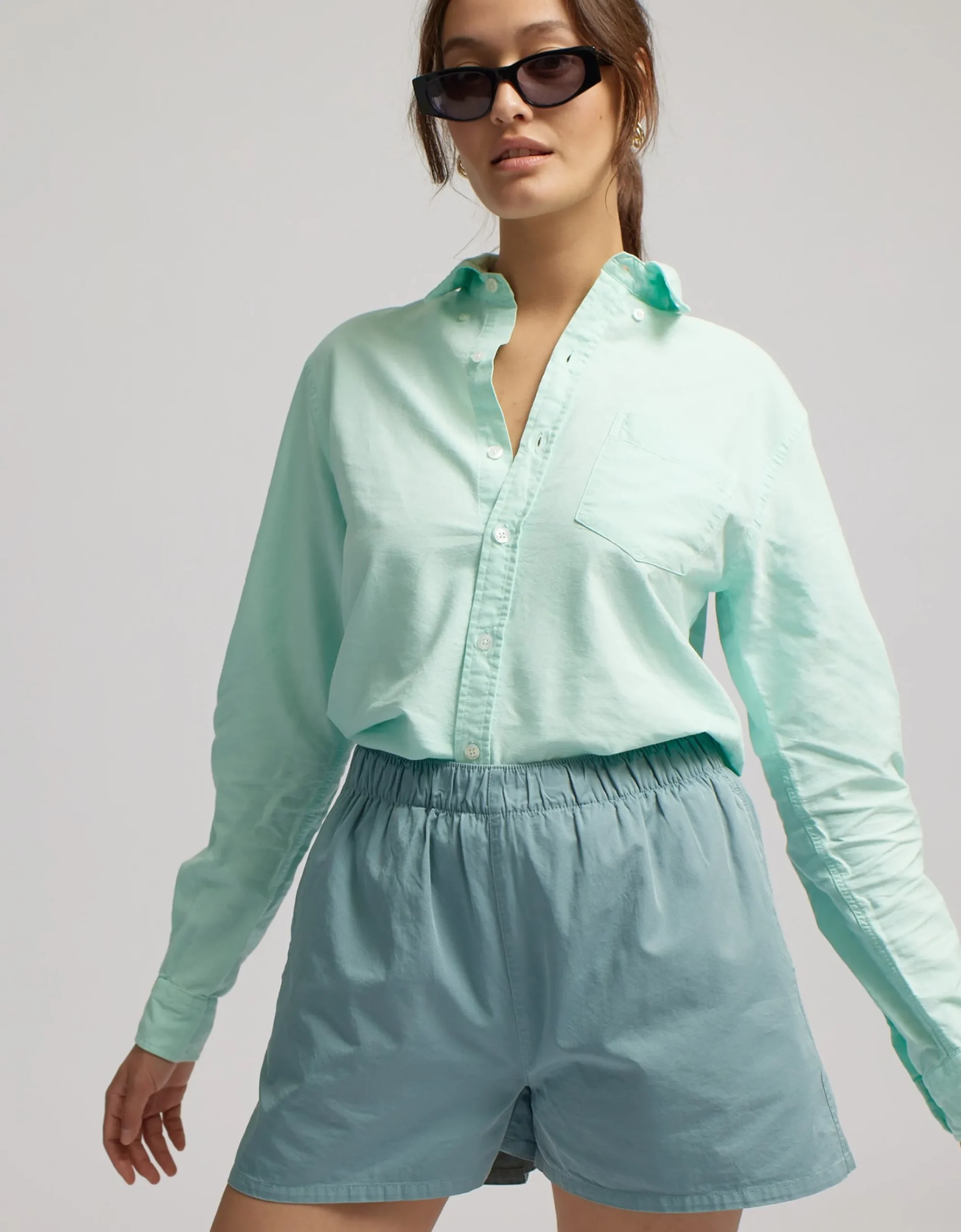 Women Organic Twill Shorts - Steel Blue